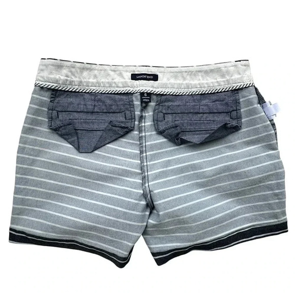 LANDS’ END NAUTICAL BLUE STRIPE SHORTS LOW RISE STRETCH | SIZE: 6 - Picture 7 of 9